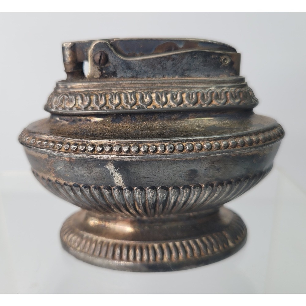 Ronson‎ Table Lighter Silver Plate Queen Anne VTG Metal Decorative Lighter READ